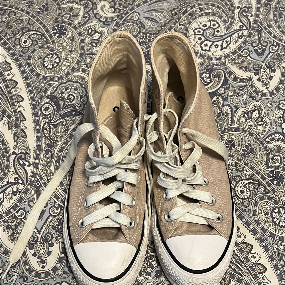 Converse Cream High-Tops with White Accents
